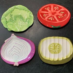 BOSTON WAREHOUSE | set of 4 | Burger Condiment Appetizer Plates